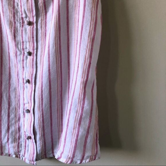 M&s COLLECTION Pure Linen Striped Ruffle Top - Picture 5 of 9